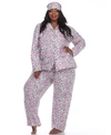 White Mark Plus Size 3-piece Pajama Set In Grey