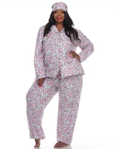 White Mark Plus Size 3-piece Pajama Set In Purple