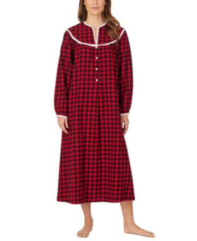 Lanz Of Salzburg Plus Size Cotton Flannel Nightgown In Red Plaid