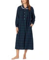 Lanz Of Salzburg Black Watch Plaid Flannel Nightgown In Blue/green