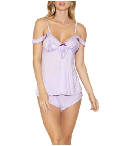 Icollection Women's Alicia Cami & Short Lingerie Set, Online Only In Purple
