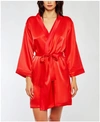 Icollection Plus Size Marina Lux Satin Robe Lingerie In Red