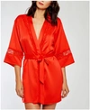ICOLLECTION ICOLLECTION-MIAYA SATIN CUT OUT LACED TRIMMED LOUNGE ROBE