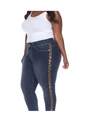 WHITE MARK PLUS SIZE SUPER STRETCH DENIM WITH CHEETAH PANNEL