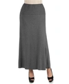 24seven Comfort Apparel Womens Elastic Waist Solid Color Maternity Maxi Skirt In Dark Gray
