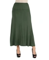 24seven Comfort Apparel Womens Elastic Waist Solid Color Maternity Maxi Skirt In Olive