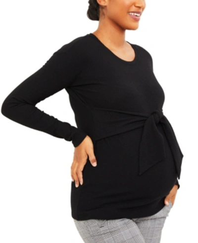 A Pea In The Pod Maternity Tie-front Top In Black