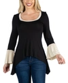 24seven Comfort Apparel Swing High Low Bell Sleeve Maternity Tunic Top In Black