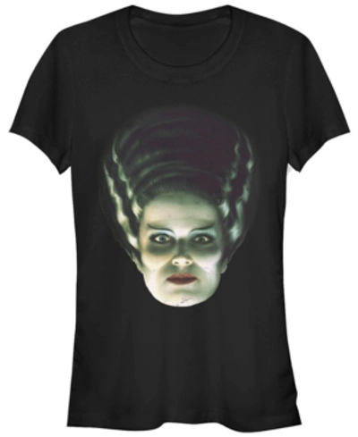 Fifth Sun Universal Monsters Juniors Bride Of Frankenstein Big Face Short Sleeve Tee Shirt In Black