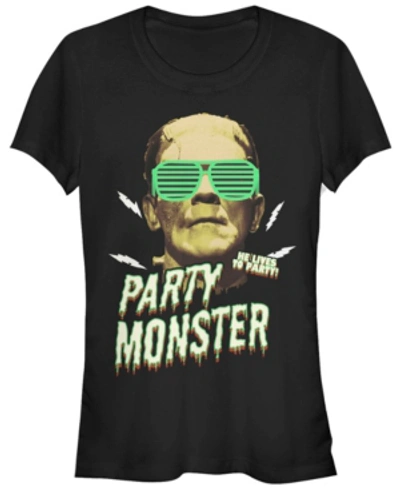 Fifth Sun Universal Monsters Women's Frankenstein Party Monster Short Sleeve Tee Shirt In Black