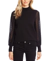Cece Clip Dot Sleeve Sweater In Rich Black
