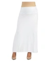 24seven Comfort Apparel Women Elastic Waist Solid Color Maxi Skirt In Heather Gray