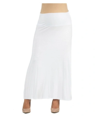 24seven Comfort Apparel Women Elastic Waist Solid Color Maxi Skirt In Heather Gray