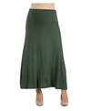 24seven Comfort Apparel Womens Elastic Waist Solid Color Maternity Maxi Skirt In Green