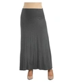 24seven Comfort Apparel Womens Elastic Waist Solid Color Maternity Maxi Skirt In Dark Gray