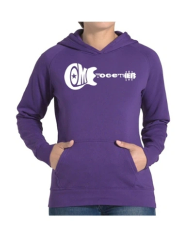 La Pop Art Women's Word Art Hooded Sweatshirt -come Together In Purple