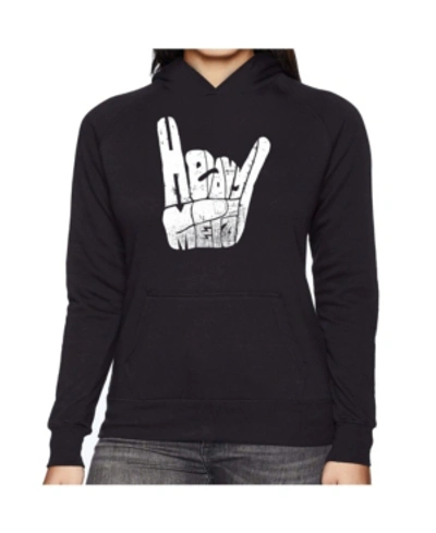 La Pop Art Women's Word Art Hooded Sweatshirt -heavy Metal In Black