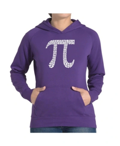 La Pop Art Women's Word Art Hooded Sweatshirt -the First 100 Digits Of Pi In Purple