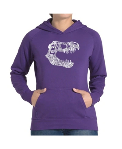 La Pop Art Women's Word Art Hooded Sweatshirt -trex In Purple