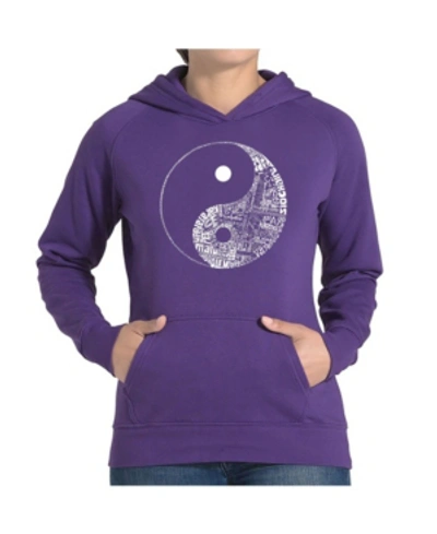 La Pop Art Women's Word Art Hooded Sweatshirt -yin Yang In Purple
