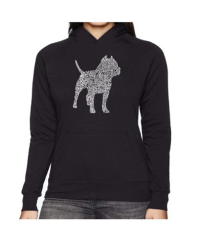 La Pop Art Women's Word Art Hooded Sweatshirt -pitbull In Black