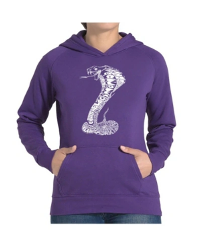La Pop Art Women's Word Art Hooded Sweatshirt -tyles Of Snakes In Purple