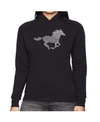 La Pop Art Women's Word Art Hooded Sweatshirt -horse Breeds In Black