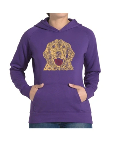La Pop Art Women's Word Art Hooded Sweatshirt -dog In Purple