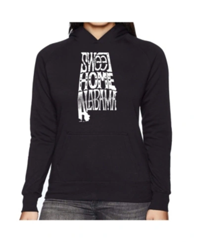 La Pop Art Women's Word Art Hooded Sweatshirt -sweet Home Alabama In Black