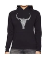 La Pop Art Women's Word Art Hooded Sweatshirt -texas Skull In Black