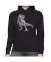 La Pop Art Women's Word Art Hooded Sweatshirt -dino Pics In Black