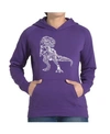 La Pop Art Women's Word Art Hooded Sweatshirt -dino Pics In Purple