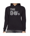 La Pop Art Women's Word Art Hooded Sweatshirt -90s In Black