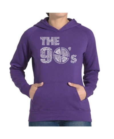 La Pop Art Women's Word Art Hooded Sweatshirt -90s In Purple