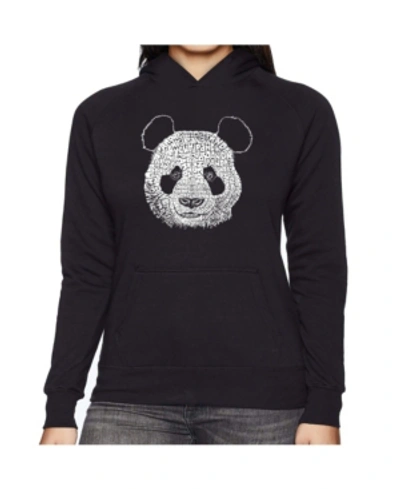 La Pop Art Women's Word Art Hooded Sweatshirt -panda In Black