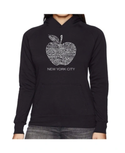 La Pop Art Women's Word Art Hooded Sweatshirt -neighborhoods In Nyc In Black