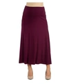 24seven Comfort Apparel Women Elastic Waist Solid Color Maxi Skirt In Red