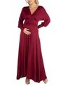 24seven Comfort Apparel Plus Womens Surplice Rayon Maxi Dress In Red