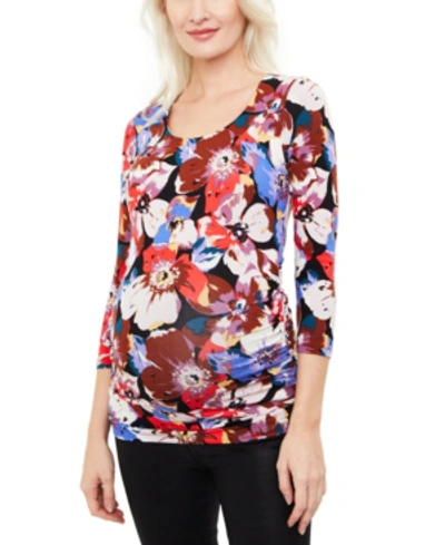 A Pea In The Pod Maternity Ruched T-shirt In Multi Color Floral