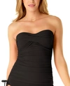 Anne Cole Plus Size Twist-front Strapless Tankini Women's Swimsuit In Black