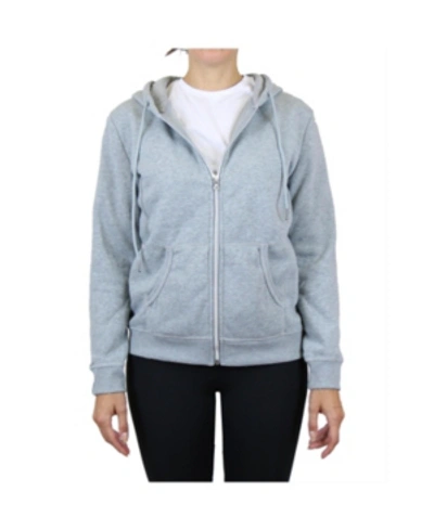 Galaxy By Harvic Women's Fleece-lined Zip Hoodie In Heather Grey