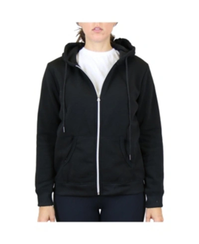 Galaxy By Harvic Women's Fleece-lined Zip Hoodie In Black