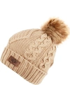 ANGELA & WILLIAM FAUX FUR POM BEANIE WITH FLEECE LINING