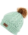 ANGELA & WILLIAM FAUX FUR POM BEANIE WITH FLEECE LINING