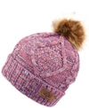 ANGELA & WILLIAM FAUX FUR POM BEANIE WITH FLEECE LINING