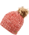 ANGELA & WILLIAM FAUX FUR POM BEANIE WITH FLEECE LINING