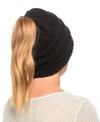 Angela & William Messy Bun Ponytail Crochet Beanie In Black