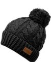 ANGELA & WILLIAM CABLE POM BEANIE WITH SHERPA LINING