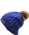 Angela & William Faux Fur Pom Beanie With Fleece Lining In Royal