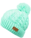 Angela & William Cable Pom Beanie With Sherpa Lining In Mint